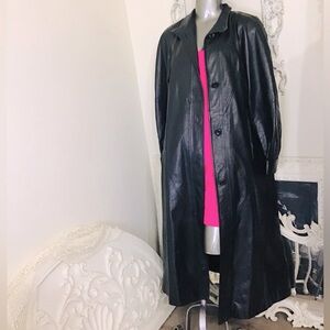 VINTAGE LNR Leather Maxi Trench Coat